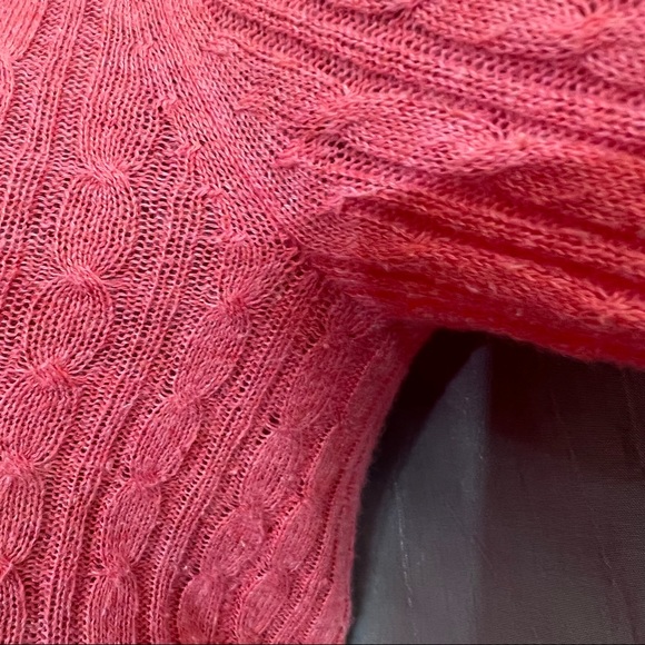 Aeropostale 100% cotton thin fitted cable knit light sweater w/3/4 sleeves, M - Picture 9 of 9